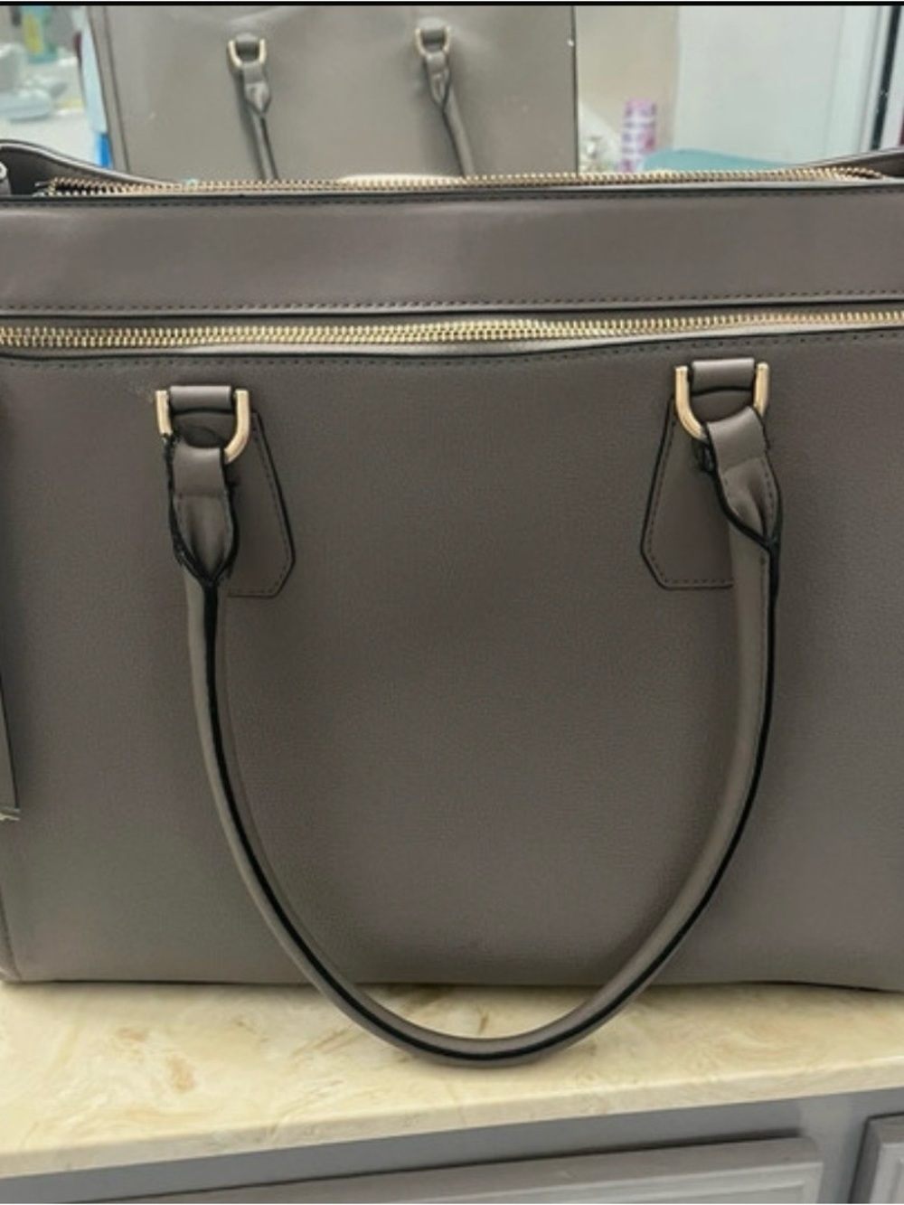 a new day Grey Structured Tote with Gold Hardware